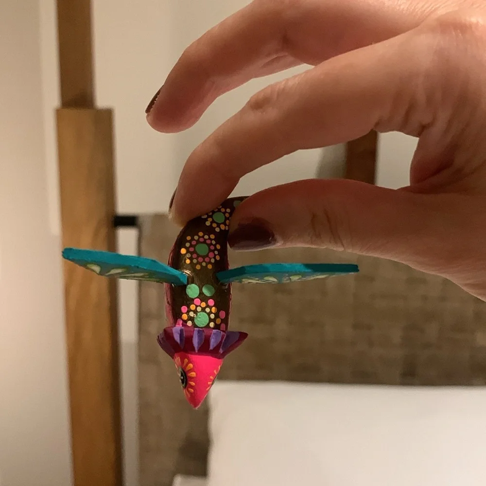 Colorful Bird Oaxaca Figurine , hand made, one of a kind. Unique, arty!